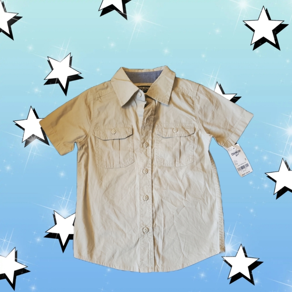 New boys OshKosh B'Gosh khaki button-up size 5